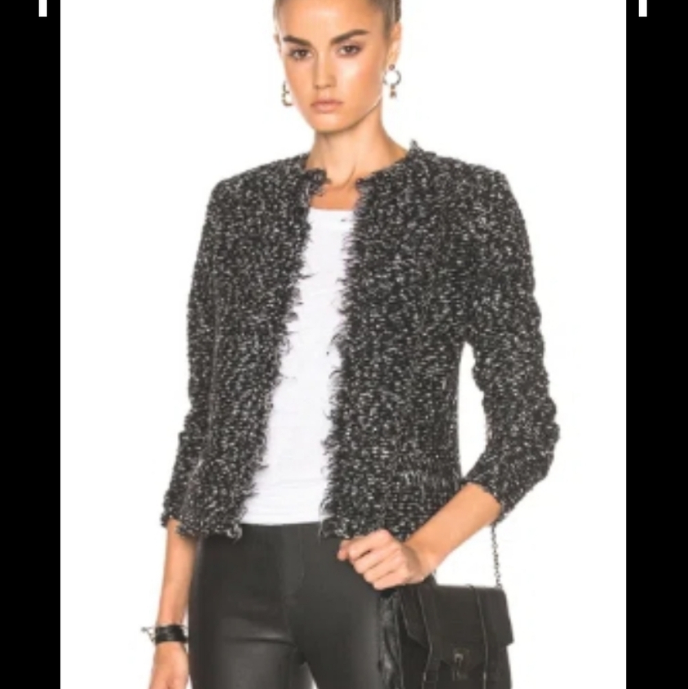 IRO NWT Cof Boucle Tweed Knit Jacket 44 / US 12